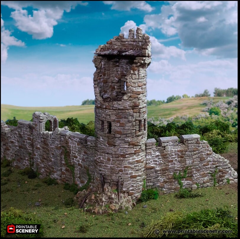Ruined King's Round Tower - King and Country, DnD, Pathfinder, 15mm, 28mm, 32mm, wargaming terrain, scatter scenery D&D medieval castle-4