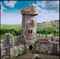 Ruined King's Round Tower - King and Country, DnD, Pathfinder, 15mm, 28mm, 32mm, wargaming terrain, scatter scenery D&D medieval castle-1
