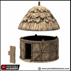 Small Round House - King and Country, DnD, Pathfinder, 15mm, 28mm, 32mm, wargaming terrain, scatter scenery D&D medieval-7