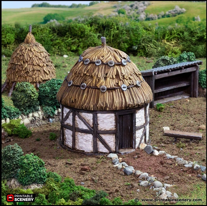 Small Round House - King and Country, DnD, Pathfinder, 15mm, 28mm, 32mm, wargaming terrain, scatter scenery D&D medieval