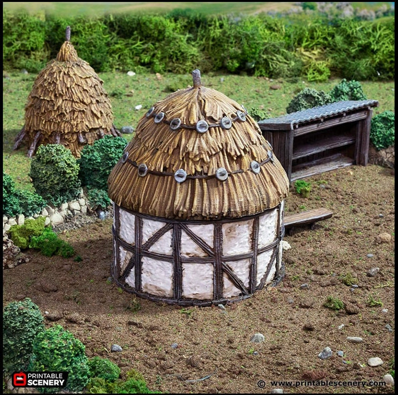 Small Round House - King and Country, DnD, Pathfinder, 15mm, 28mm, 32mm, wargaming terrain, scatter scenery D&D medieval-5