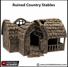 Ruined Country Stables - King and Country, DnD, Pathfinder, 15mm, 28mm, 32mm, wargaming terrain, scatter scenery D&D village-7