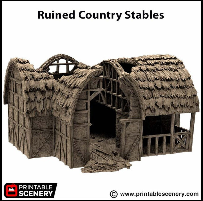 Ruined Country Stables - King and Country, DnD, Pathfinder, 15mm, 28mm, 32mm, wargaming terrain, scatter scenery D&D village-7