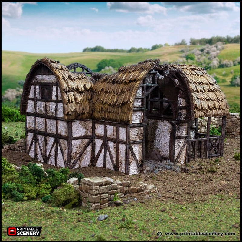 Ruined Country Stables - King and Country, DnD, Pathfinder, 15mm, 28mm, 32mm, wargaming terrain, scatter scenery D&D village-4