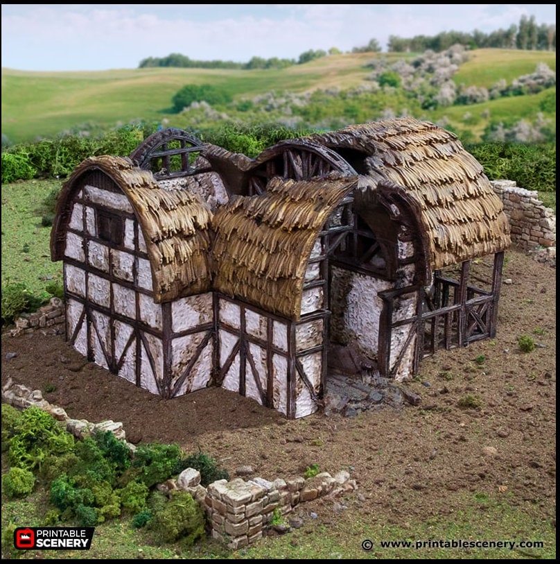 Ruined Country Stables - King and Country, DnD, Pathfinder, 15mm, 28mm, 32mm, wargaming terrain, scatter scenery D&D village-3