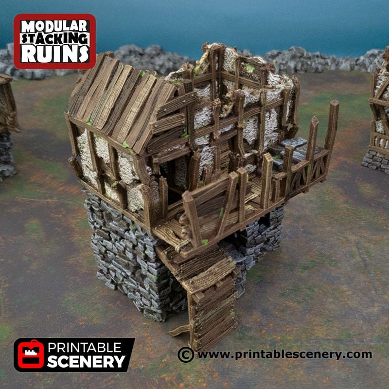 Ruined Gatehouse West Wing - Shadowfey Ruins, DnD, Pathfinder 15mm, 28mm, 32mm, wargaming scenery, tabletop terrain, building-3