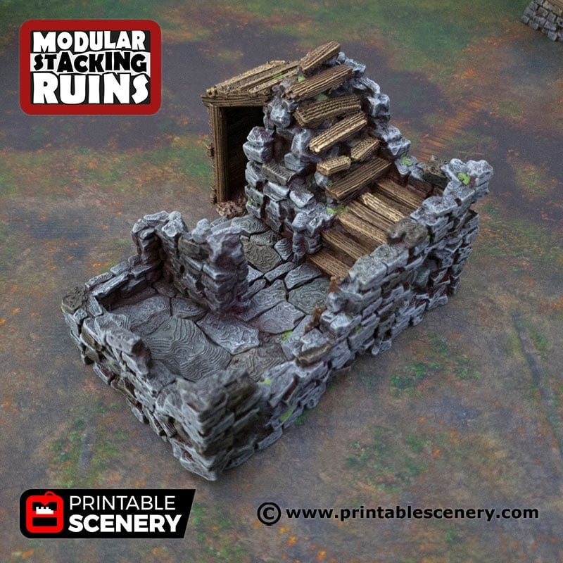 Ruined Gatehouse West Wing - Shadowfey Ruins, DnD, Pathfinder 15mm, 28mm, 32mm, wargaming scenery, tabletop terrain, building-5