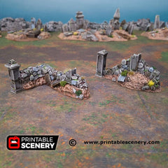Hallowed Graveyard Walls - Shadowfey Ruins, DnD, Pathfinder 15mm, 28mm, 32mm, wargaming scenery, tabletop terrain, building-4