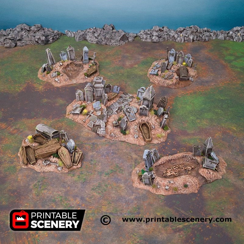 Hallowed Graveyard Hills - Shadowfey Ruins, DnD, Pathfinder 15mm, 28mm, 32mm, wargaming scenery, tabletop terrain, building-1