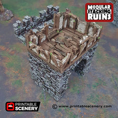 Ruined Gatehouse Entrance Gate - Shadowfey Ruins, DnD, Pathfinder 15mm, 28mm, 32mm, wargaming scenery, tabletop terrain, building-5