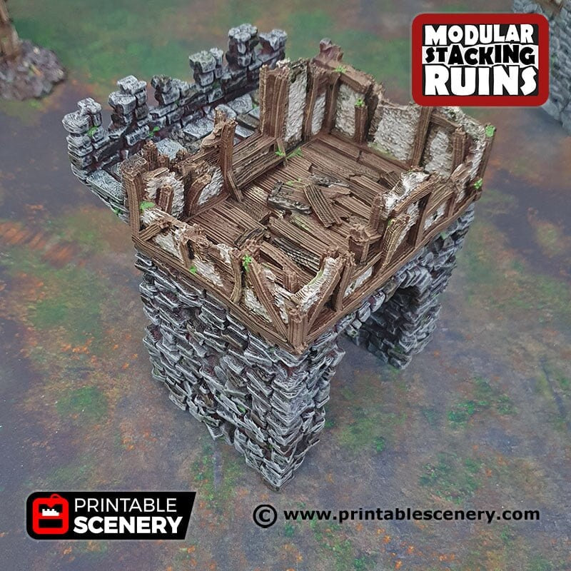 Ruined Gatehouse Entrance Gate - Shadowfey Ruins, DnD, Pathfinder 15mm, 28mm, 32mm, wargaming scenery, tabletop terrain, building-5