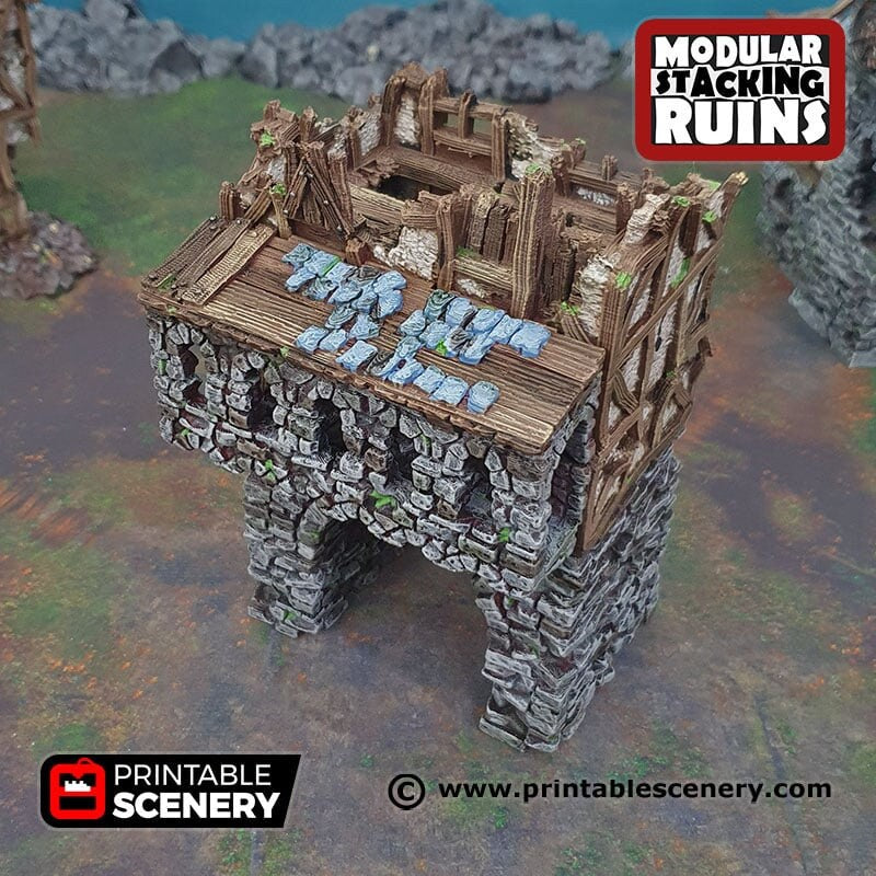 Ruined Gatehouse Entrance Gate - Shadowfey Ruins, DnD, Pathfinder 15mm, 28mm, 32mm, wargaming scenery, tabletop terrain, building-4