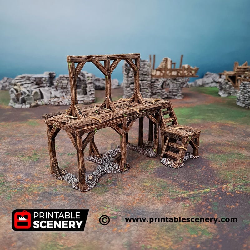 Gallows Square - Shadowfey Ruins, DnD, Pathfinder 15mm, 28mm, 32mm, wargaming scenery, tabletop terrain, building, scatter-1