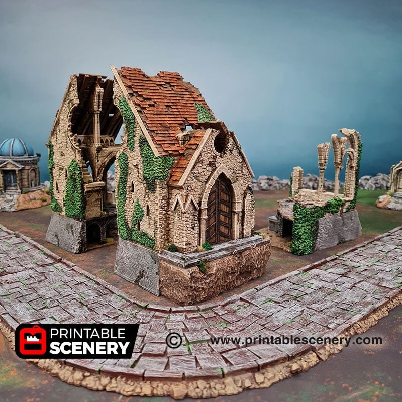 Ruined Nave and Chancel - Shadowfey Ruins, DnD, Pathfinder 15mm, 28mm, 32mm, wargaming terrain, Church, Cathedral, Ruins-1