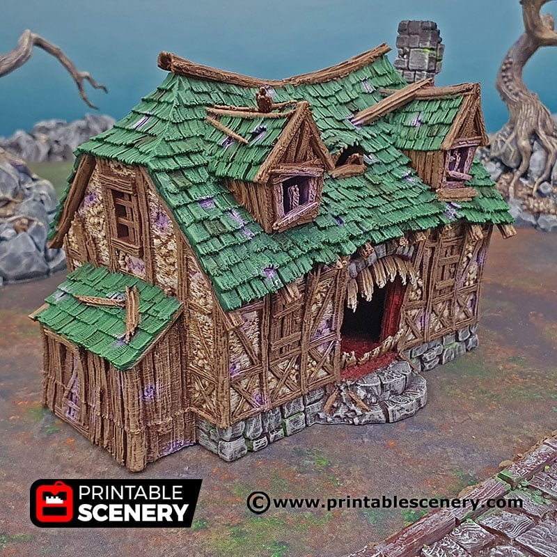 Mimic House - Shadowfey Ruins, DnD, Pathfinder 15mm, 28mm, 32mm, wargaming terrain, haunted, scatter, building, medieval-6