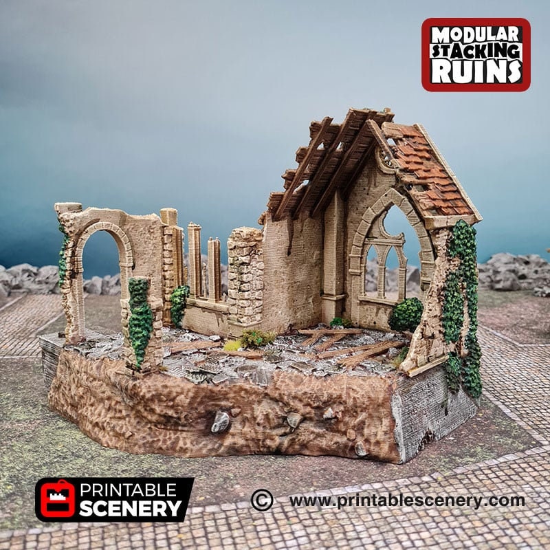 Bell Tower and Sept - Shadowfey Ruins, DnD, Pathfinder 15mm, 28mm, 32mm, wargaming scenery, belltower, building, D&D-7