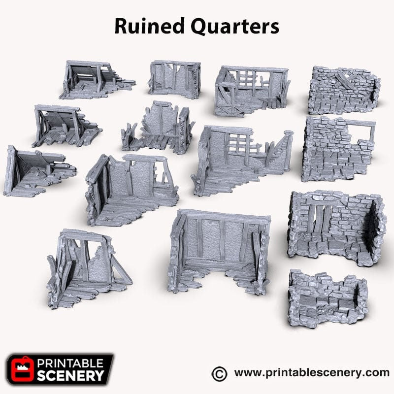 Ruined Quarter - Shadowfey Ruins, DnD, Pathfinder, modular, 15mm, 28mm, 32mm, wargaming scenery, belltower, building, D&D-2