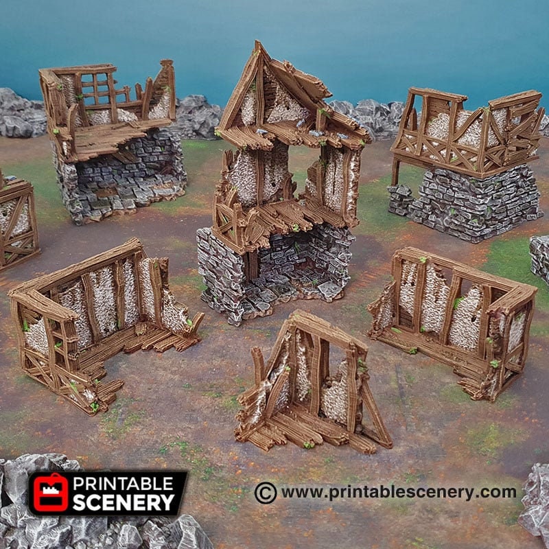 Ruined Quarter - Shadowfey Ruins, DnD, Pathfinder, modular, 15mm, 28mm, 32mm, wargaming scenery, belltower, building, D&D-3