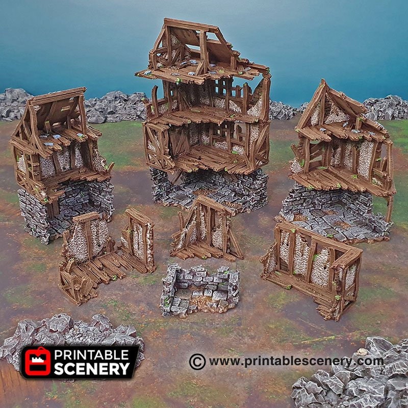 Ruined Quarter - Shadowfey Ruins, DnD, Pathfinder, modular, 15mm, 28mm, 32mm, wargaming scenery, belltower, building, D&D-1