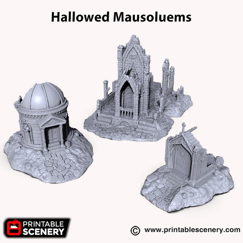 Hallowed Mausoleums - Shadowfey Ruins, DnD, Pathfinder, modular, 15mm, 28mm, 32mm, wargaming scenery, graveyard, cemetery, D&D-2