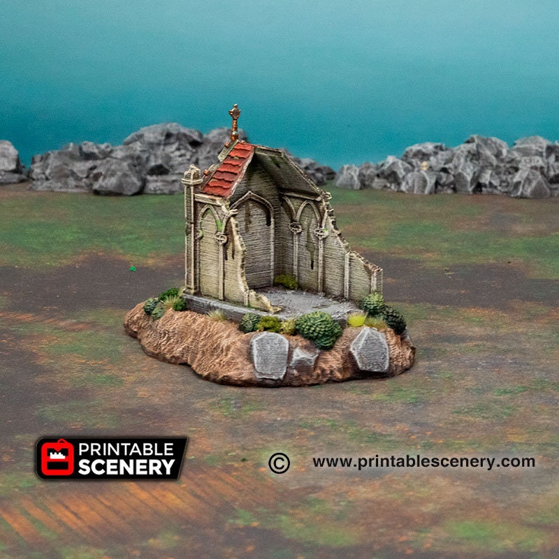 Hallowed Mausoleum Chapel - Shadowfey Ruins DnD, Pathfinder, 15mm, 28mm, 32mm, wargaming terrain, scenery graveyard, cemetery, D&D