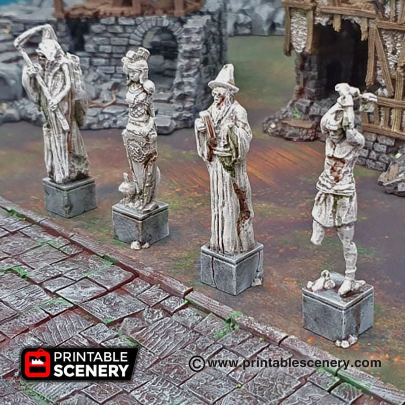 Guardian Statues - Shadowfey Ruins, DnD, Pathfinder, 15mm, 28mm, 32mm, wargaming terrain, scatter, sculpture, D&D, scenery-4