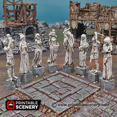 Guardian Statues - Shadowfey Ruins, DnD, Pathfinder, 15mm, 28mm, 32mm, wargaming terrain, scatter, sculpture, D&D, scenery-1