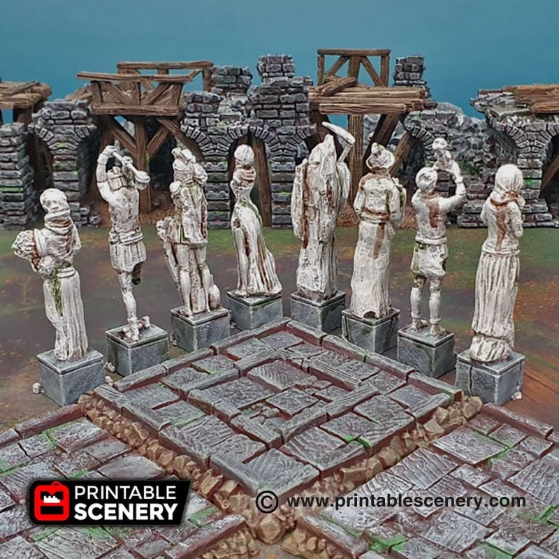 Guardian Statues - Shadowfey Ruins, DnD, Pathfinder, 15mm, 28mm, 32mm, wargaming terrain, scatter, sculpture, D&D, scenery-3