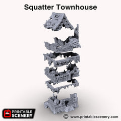 Squatter Townhouse - Shadowfey Ruins, DnD, Pathfinder 15mm, 28mm, 32mm, wargaming terrain, modular building, D&D bolt action-4