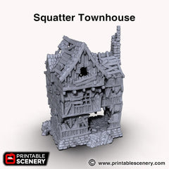Squatter Townhouse - Shadowfey Ruins, DnD, Pathfinder 15mm, 28mm, 32mm, wargaming terrain, modular building, D&D bolt action-3