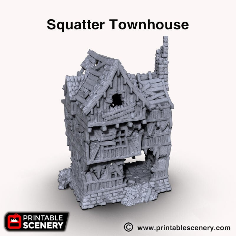 Squatter Townhouse - Shadowfey Ruins, DnD, Pathfinder 15mm, 28mm, 32mm, wargaming terrain, modular building, D&D bolt action-3