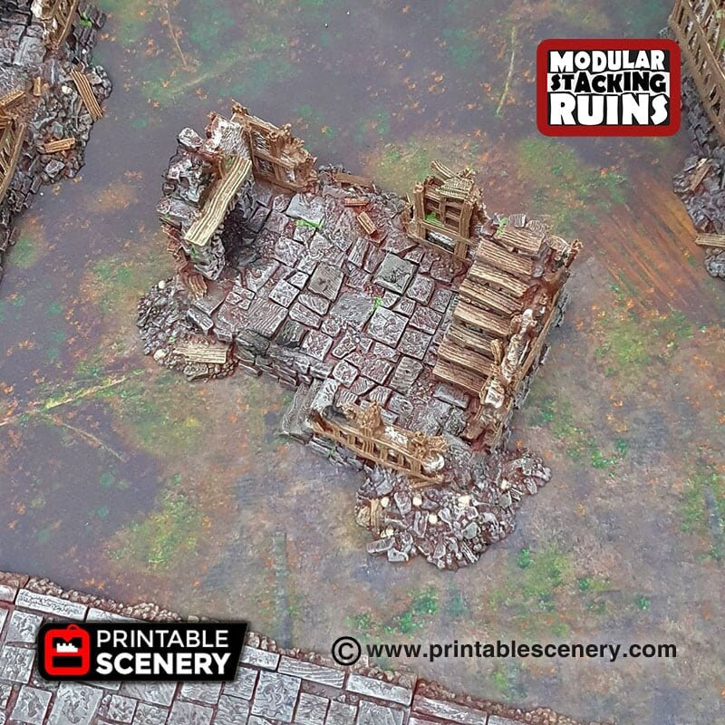 Squatter Townhouse - Shadowfey Ruins, DnD, Pathfinder 15mm, 28mm, 32mm, wargaming terrain, modular building, D&D bolt action-6