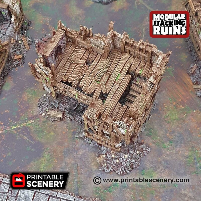 Squatter Townhouse - Shadowfey Ruins, DnD, Pathfinder 15mm, 28mm, 32mm, wargaming terrain, modular building, D&D bolt action-7
