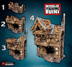 Squatter Townhouse - Shadowfey Ruins, DnD, Pathfinder 15mm, 28mm, 32mm, wargaming terrain, modular building, D&D bolt action-5
