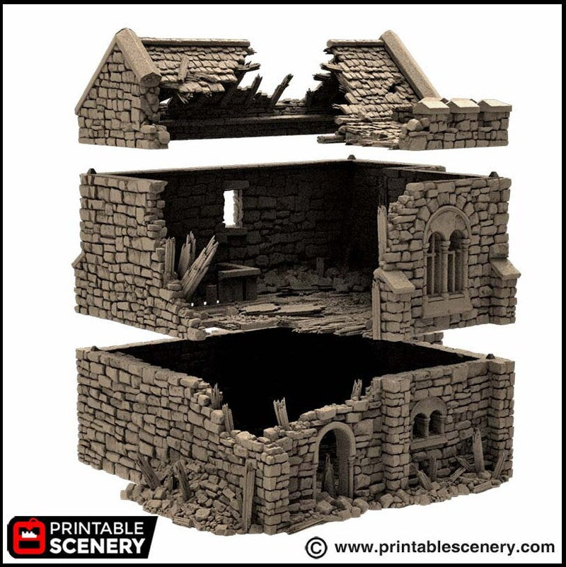 Ruined Norman Keep - King and Country, DnD, Pathfinder, 15mm, 28mm, 32mm, wargaming terrain, scatter scenery D&D medieval castle-6