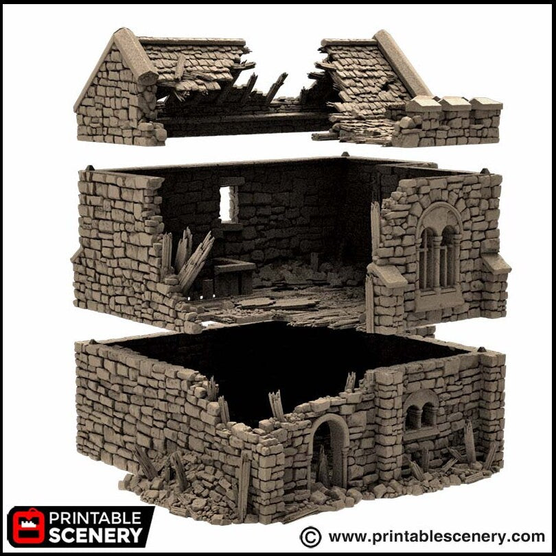 Ruined Norman Keep - King and Country, DnD, Pathfinder, 15mm, 28mm, 32mm, wargaming terrain, scatter scenery D&D medieval castle-6