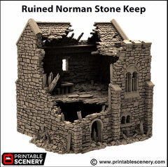 Ruined Norman Keep - King and Country, DnD, Pathfinder, 15mm, 28mm, 32mm, wargaming terrain, scatter scenery D&D medieval castle-7