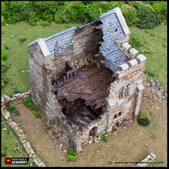 Ruined Norman Keep - King and Country, DnD, Pathfinder, 15mm, 28mm, 32mm, wargaming terrain, scatter scenery D&D medieval castle-4