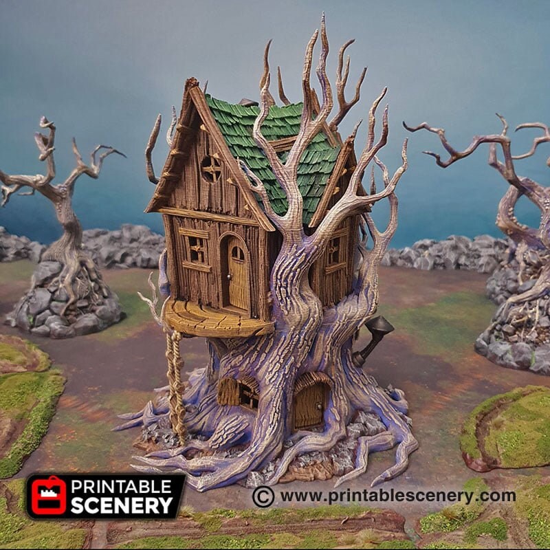 Feywild Cottage - Shadowfey Wilds, DnD 5E, Pathfinder 2E 15mm, 28mm, 32mm, wargaming terrain, scatter scenery, D&D bolt action-1