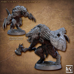 Frostheart Lizardmen - Artisan Guild | DnD Miniature | Lizard | Monster | Ranger | Fighter | Barbarian | Seraphon | Pathfinder 2E, 28mm 32mm-3