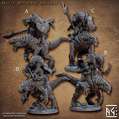 Brute Wyvern Riders - AG - Frostheart Lizardmen | DnD Miniature | Lizard | Monster | Ranger | Fighter | Barbarian | Seraphon | Pathfinder 2E-1