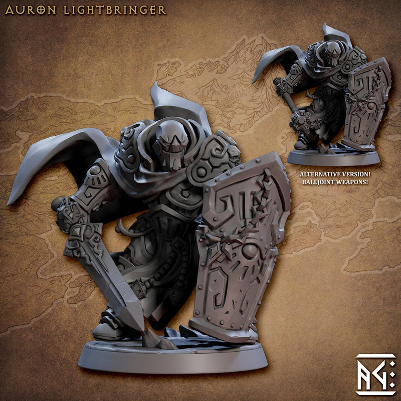Auron Lightbringer - AG - Golem Simulacra | DnD Miniature | Warforged | Fighter | Cleric | Melee | Male | Paladin | Tank | Pathfinder 2E-1