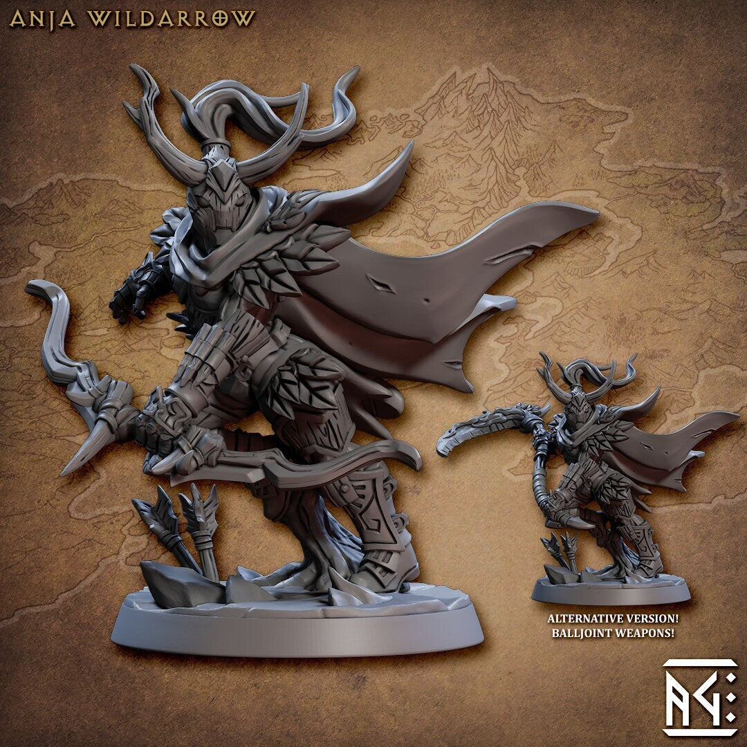 Anja Wildarrow - AG - Golem Simulacra | DnD Miniature | Warforged | Ranger | Druid | Ranged | Female | Android | Rogue | Pathfinder 2E-1