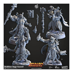 Drakken Sage Council - Cast n Play Dragon Seekers | DnD Miniature | Dragonborn | Wizard | Sorcerer | Warlock | Male | Magic | Alchemist-1