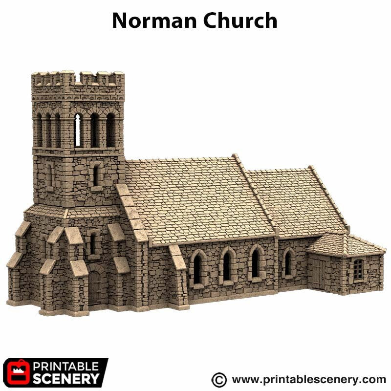 Norman Church - King and Country, DnD 5E, Pathfinder 2E 15mm, 28mm, 32mm, wargaming terrain, scatter scenery D&D medieval classic-7