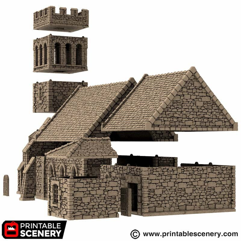Norman Church - King and Country, DnD 5E, Pathfinder 2E 15mm, 28mm, 32mm, wargaming terrain, scatter scenery D&D medieval classic-6