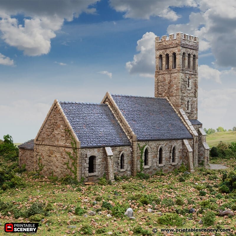 Norman Church - King and Country, DnD 5E, Pathfinder 2E 15mm, 28mm, 32mm, wargaming terrain, scatter scenery D&D medieval classic-3