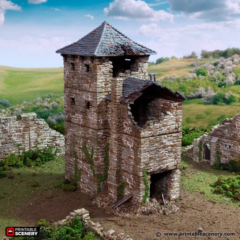 Ruined Black Rock Keep - King and Country, DnD, Pathfinder, 15mm, 28mm, 32mm, wargaming terrain, scatter scenery D&D medieval-1