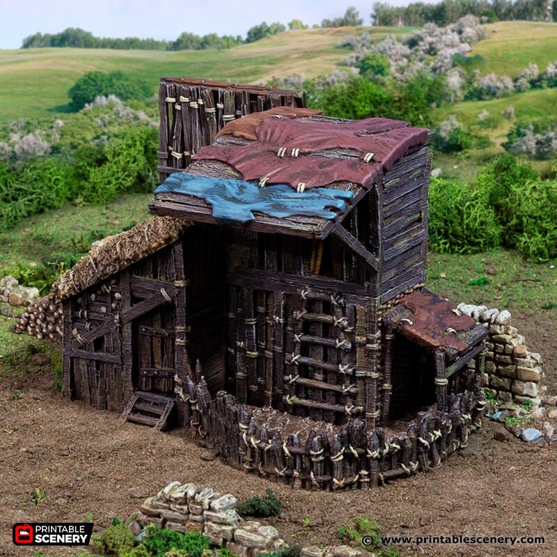 Large Shanty - King and Country, DnD, Pathfinder, 15mm, 28mm, 32mm, wargaming terrain, scatter scenery D&D medieval-4