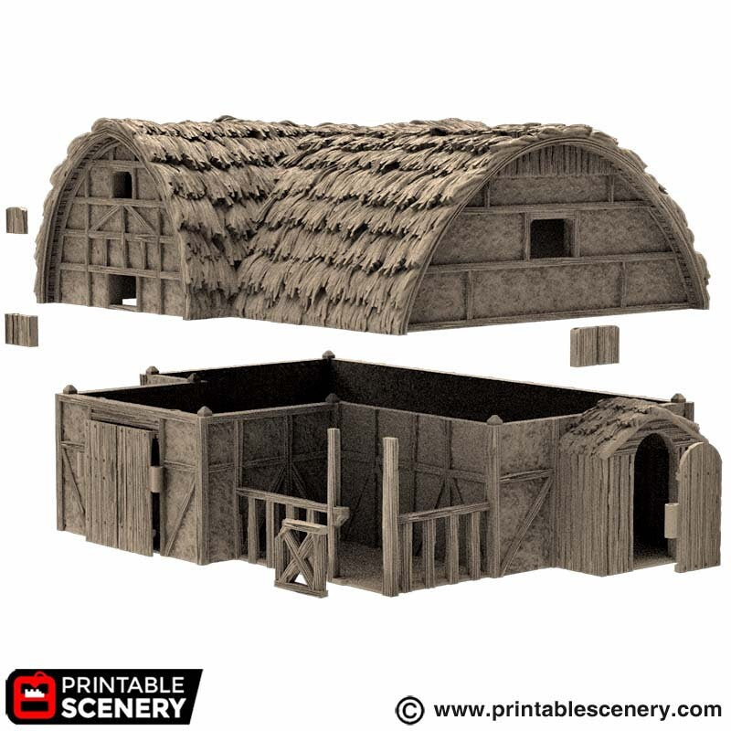 Medieval Country Stables - King and Country, DnD, Pathfinder, 15mm, 28mm, 32mm, wargaming terrain, catter scenery D&D village-6